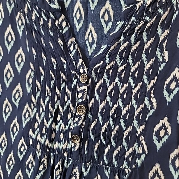 Faded Glory Rayon Tunic 3/4 Sleeve Size 8-10 Youth Blue White Diamond Pattern - Picture 4 of 13